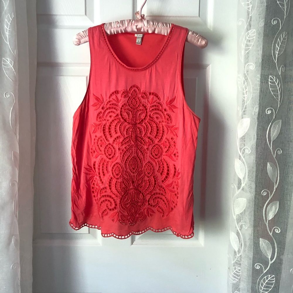 J.crew eyelet unique design cotton tank top, size small